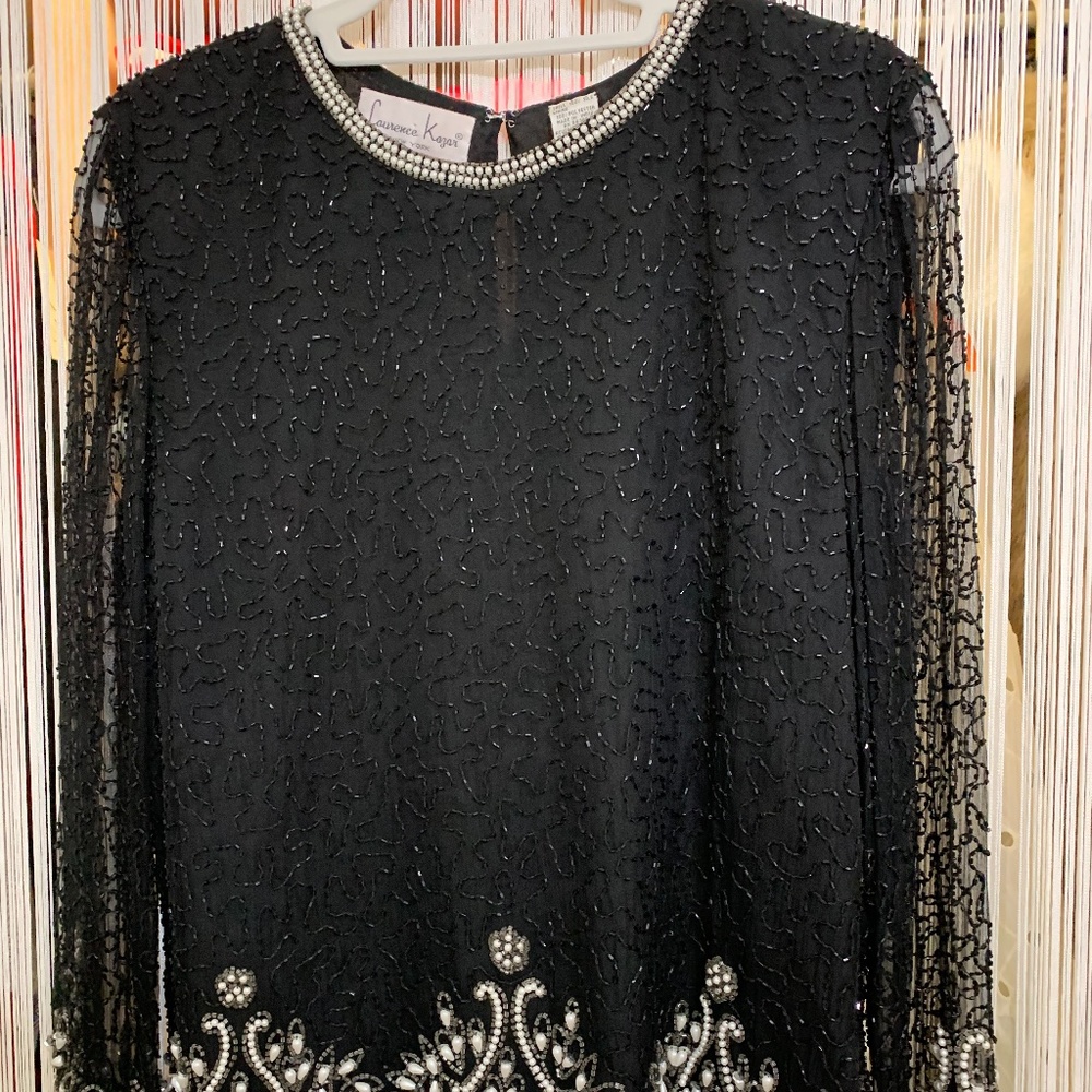 Vintage Laurence Kazar Silk Beaded Blouse